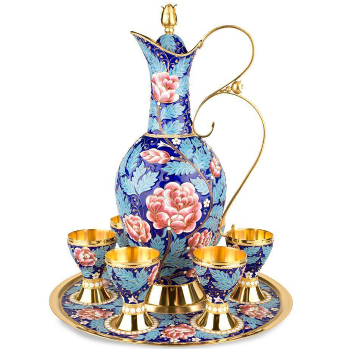 Silver wine set "Peonies" for 6 persons